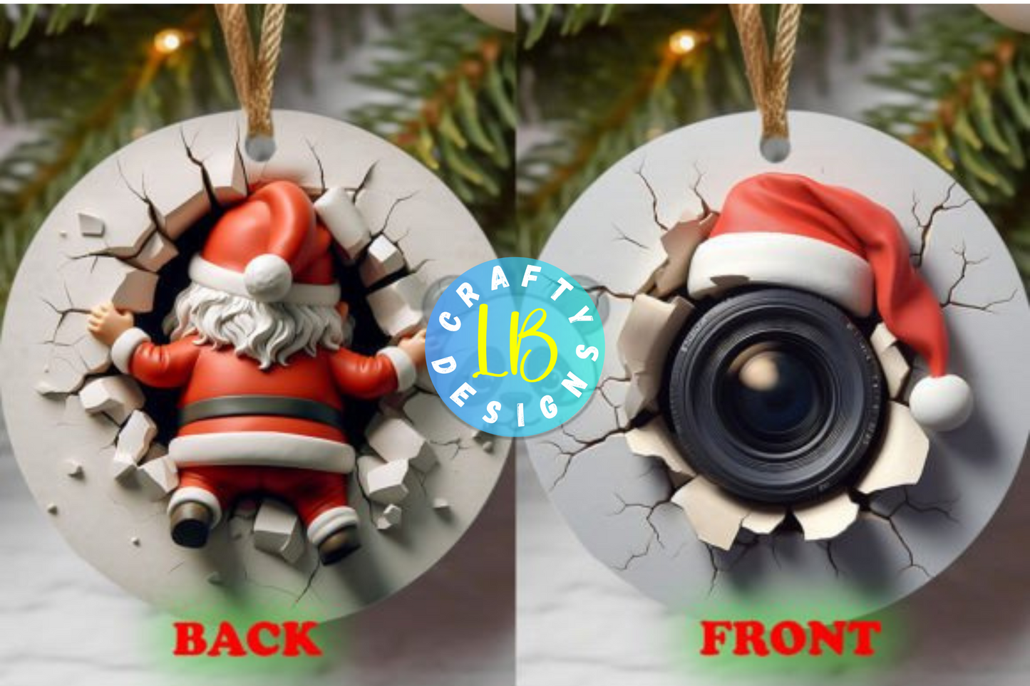 Christmas Ornament Santa Cam - Holiday Decoration for Tree, Festive Christmas Gift, Cute Ornament, Christmas Decor, Santa